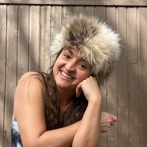 Handmade Faux Fur Russian Style Hat Divinia Floral Lined Festival Statement Hat